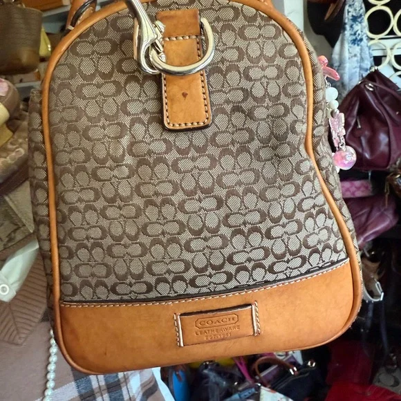 Coach 2004 monogram Brown Leather Accent Large Train Case Bag/ Boston - Picture 5 of 17